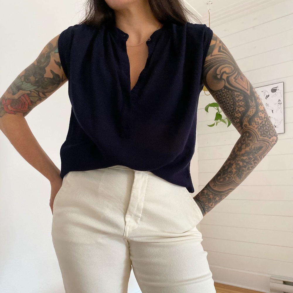 Vince semi sheer flowy blouse
